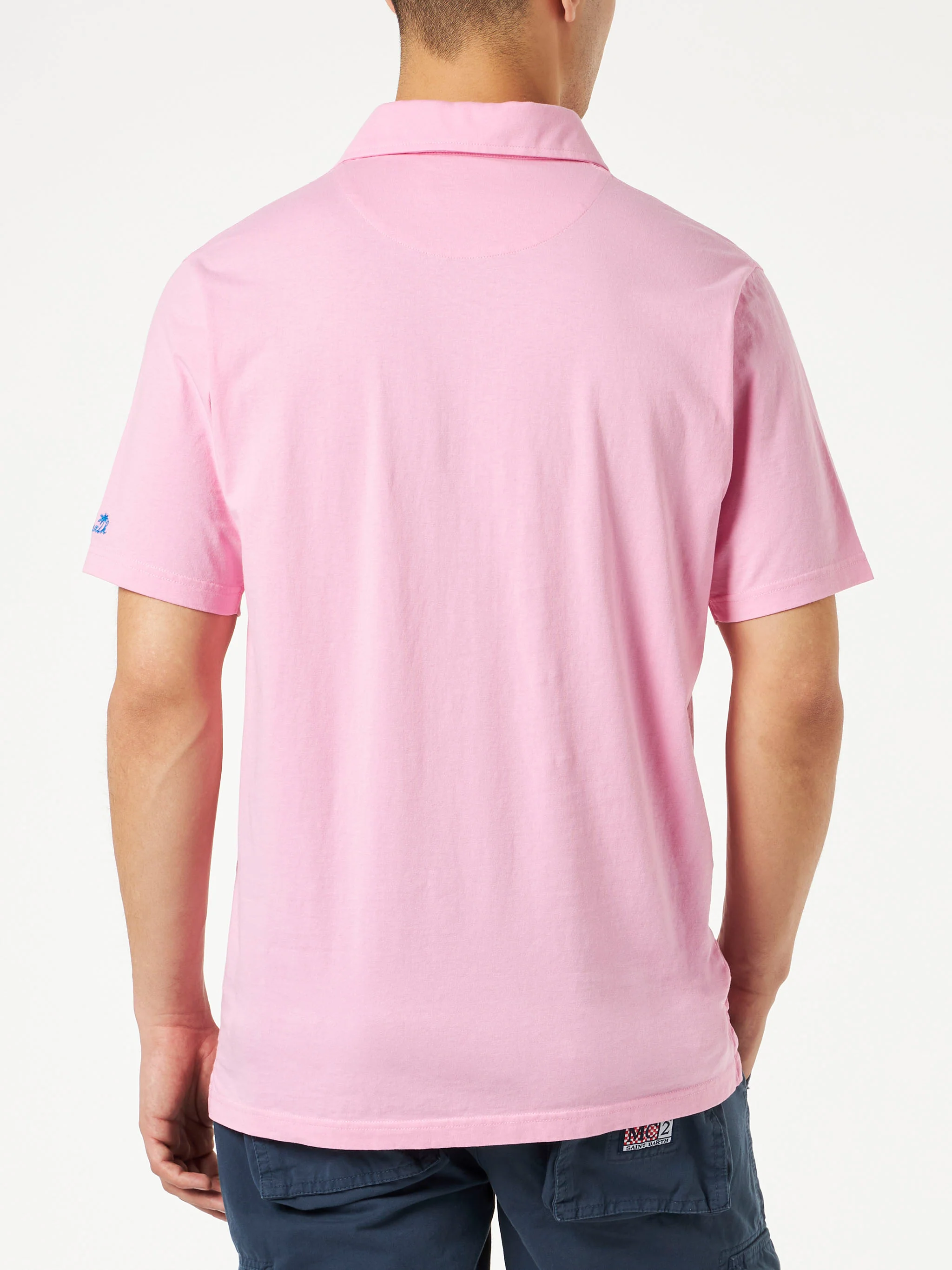 Roze katoenen poloshirt voor heren