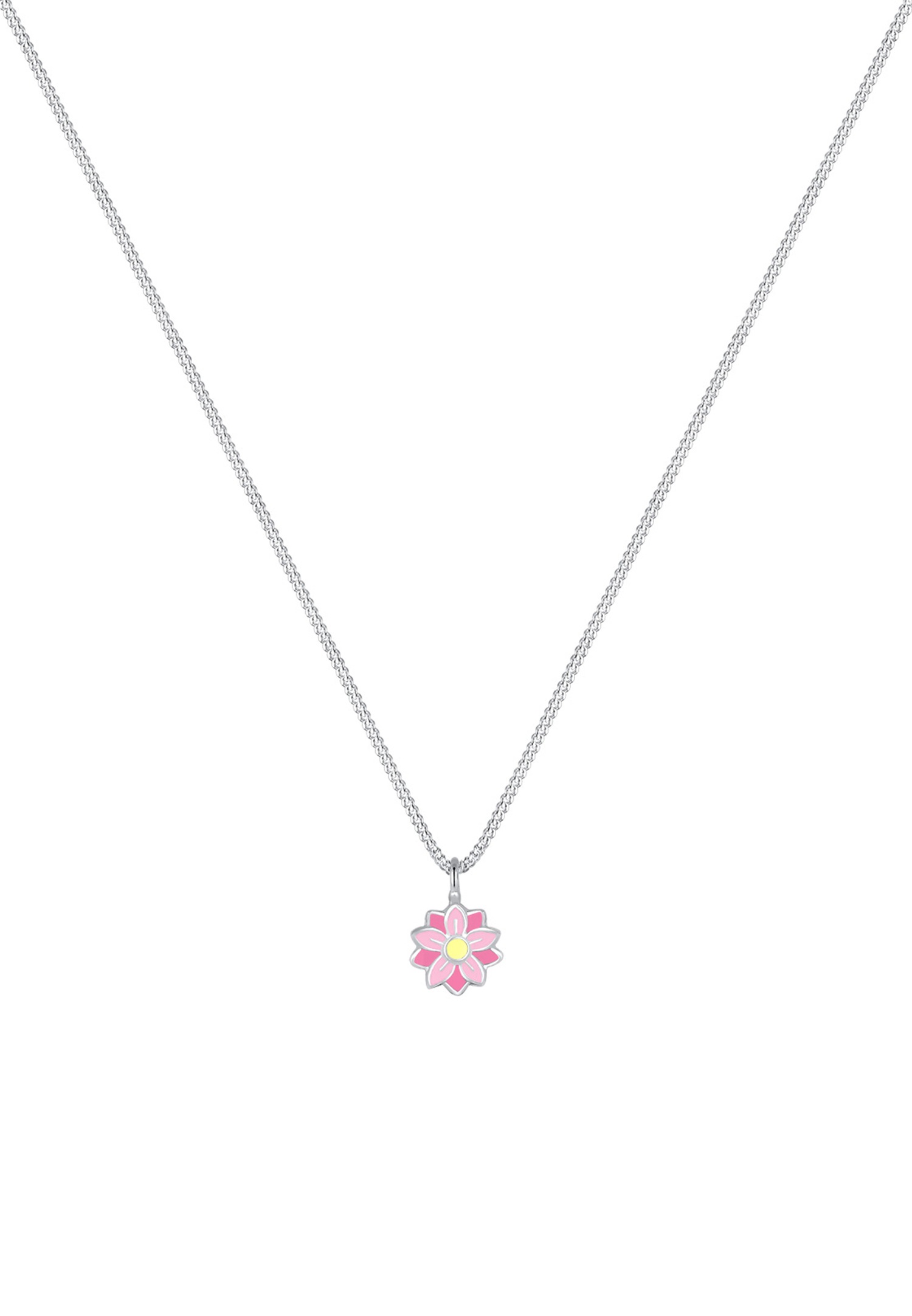 Elli Femme Pendentif Fleur Pastel Émail - (925/1000) Argent