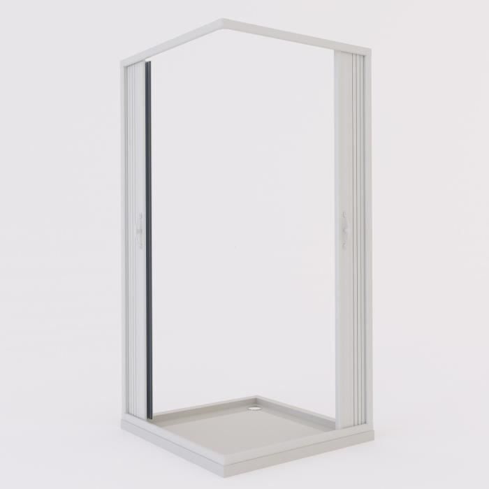 Mampara de ducha plegable de PVC de 80x80 cm, altura 185, modelo Aster con apertura central.