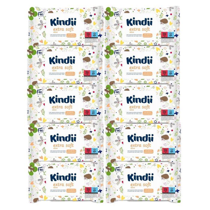 Kindii Aloe extra weiche Babytücher, 10er-Packung