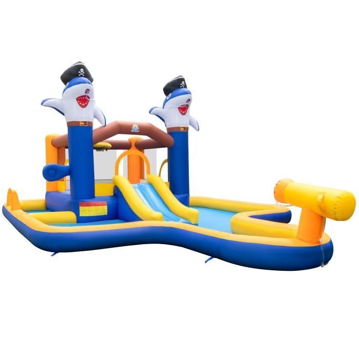 COSTWAY 7-in-1 Inflatable Castle - Children's Water Slide Park, with Pool and Water Cannon, Boxing Game, 578 x 408 x 250 cm