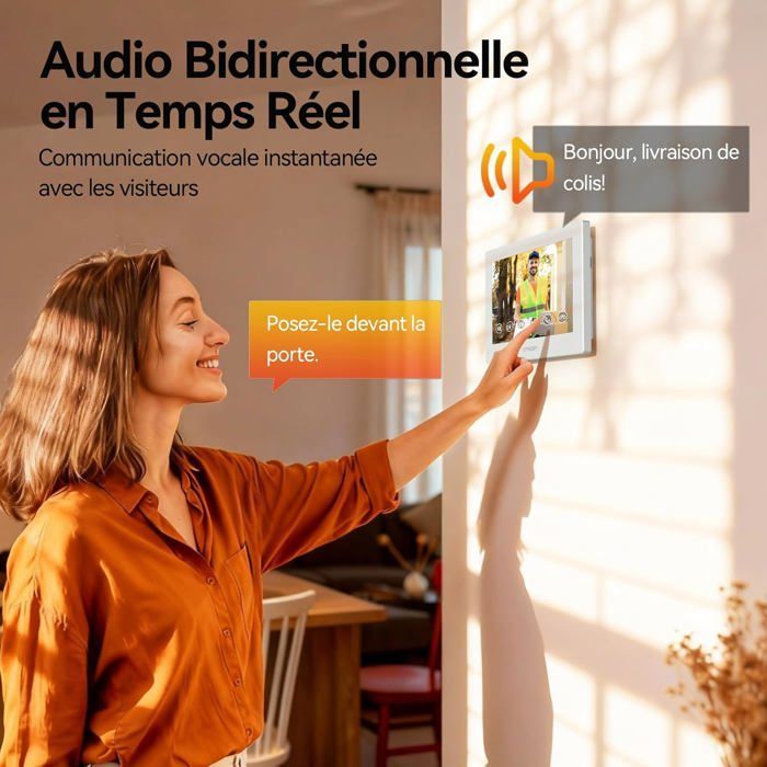 Videocitofono Wi-Fi a 2 fili con touchscreen, visione notturna, sblocco remoto, RFID e rilevamento di persone.