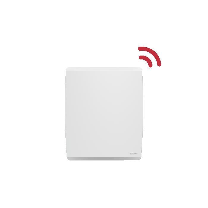 Radiateur électrique fixe inertie sèche - Double cœur de chauffe - THOMSON - MOLY 1000W - Connecté WiFi - horizontal blanc - NF