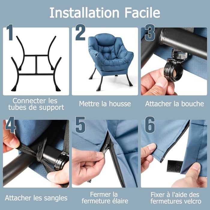 GIANTEX Fauteuil Relax avec Repose-Pied Pliable,Oreiller,Poche Latérale,Fauteuil Rembourré Moderne de Salon/Bureau,Charge