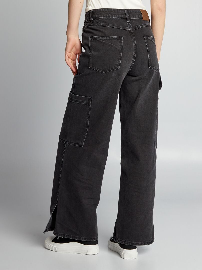 Proste jeansy multi-pocket - CZARNE