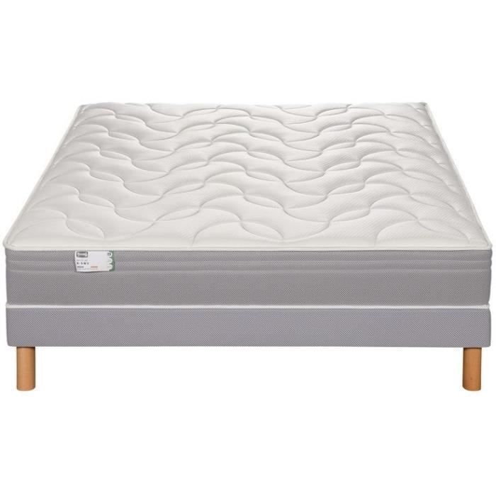 Conjunto de colchón y base de cama SIMMONS de 160 x 200 cm y 26 cm de altura - Muelles ensacados Fullspring - Fabricado en Francia - R-SW3