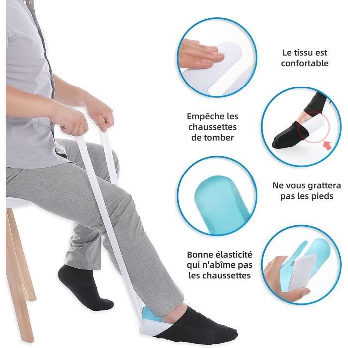 O dispositivo auxiliar para calçar meias e sapatos ajuda idosos, gestantes, homens com deficiência e pessoas com mobilidade reduzida a calçarem meias e sapatos.