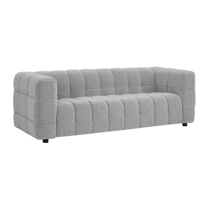 Canapé 3 places en tissu bouclette gris clair LERICI