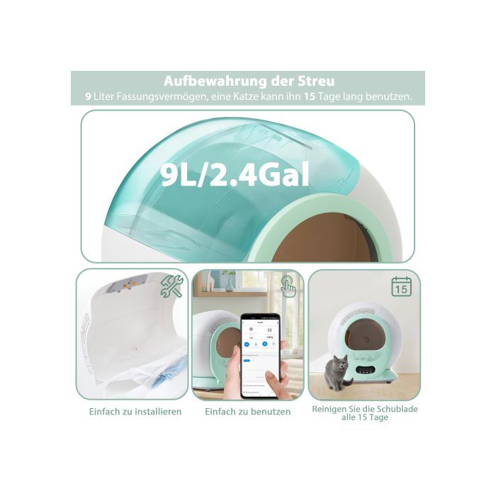 SogesHome 65L Self-Cleaning Cat Litter Box, Adaptive for Cats, Toilet House, Eliminates Odors, App Controlled, Child Safe