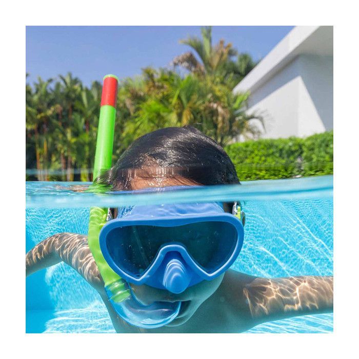 Set maschera e tubo Bestway Junior con valvola di spurgo, colori assortiti, età 7+, spiaggia e piscina, 24032