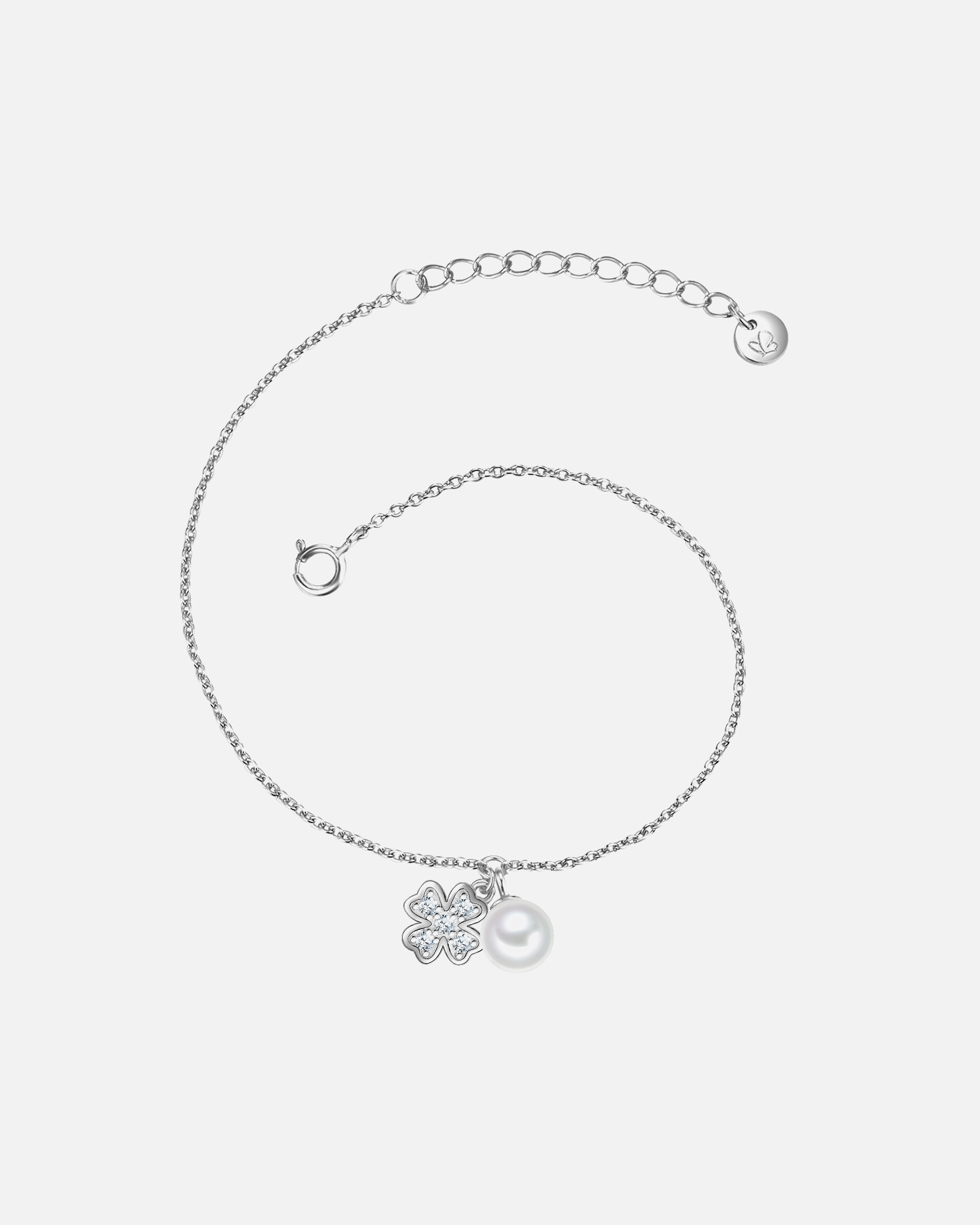 Bracelet Glanzstücke München, trèfle à quatre feuilles en argent sterling – longueur de base 17,0 cm + extension 5,0 cm