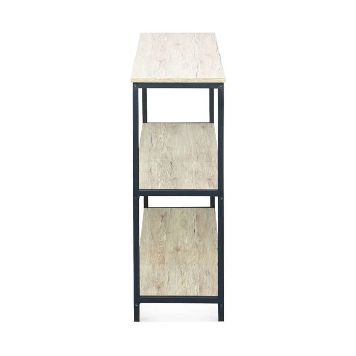 Black metal and wood-effect shelf - Loft - 3-tier bookcase. 120x30x80cm
