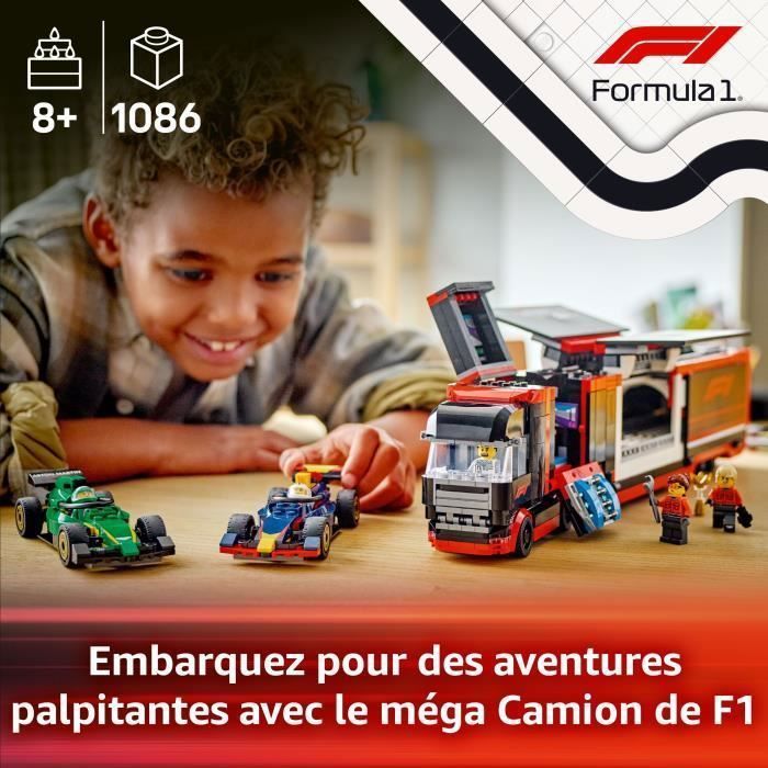 LEGO City 60445 F1 Truck with RB20 and AMR24 F1 Cars - Toy for boys aged 8 and up