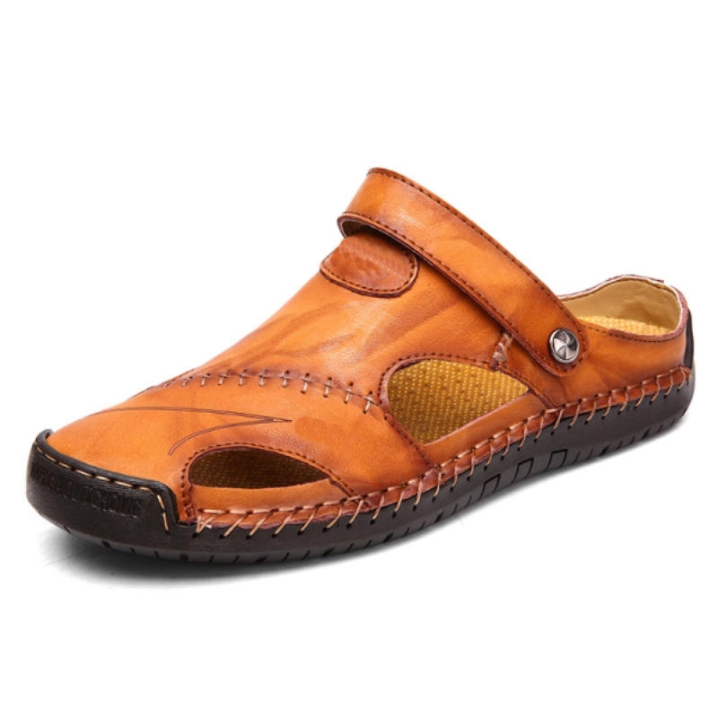 Sandali estivi da uomo in pelle, sandali romani classici 2021, ciabatte da esterno, scarpe da spiaggia in gomma, infradito da uomo per trekking acquatico.