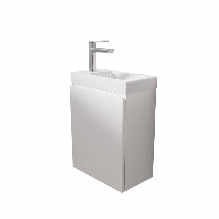 Weißer Waschtischunterschrank 40x50x22 cm mit SMC-Becken - ELEMENTARY