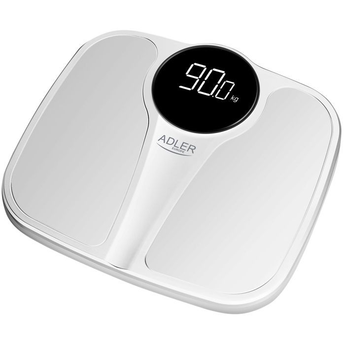 Pèse-personne Numérique Haute Précision 180 kg, Écran LED, Arrêt Automatique Adler AD8172W  Blanc