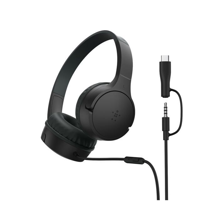 Casque Audio Enfant - Belkin - SoundForm Mini - Filaire - Volume Limité - Noir