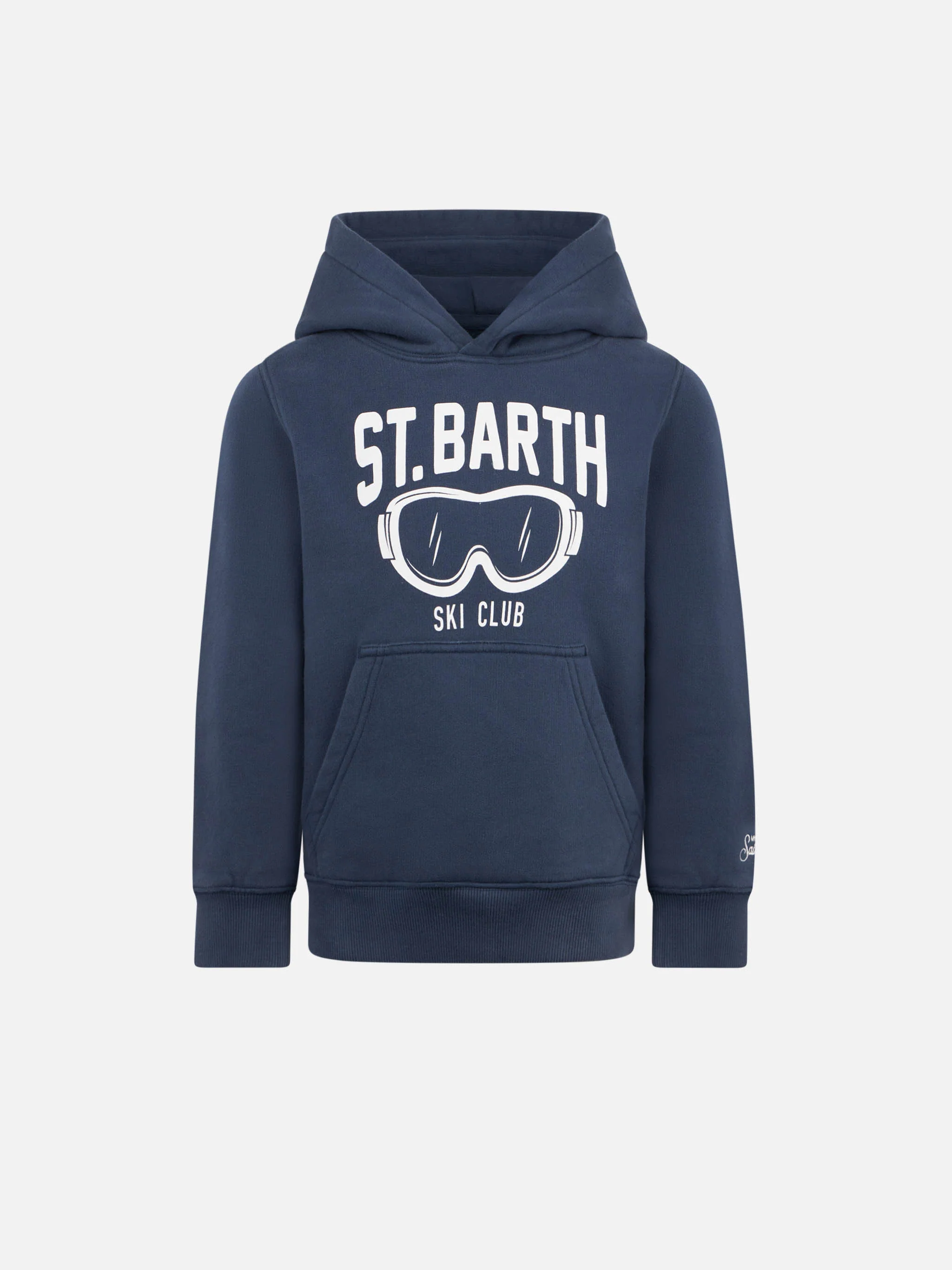 Hellblaues Sweatshirt mit St. Patrick's Day-Aufdruck. Barth Ski Club