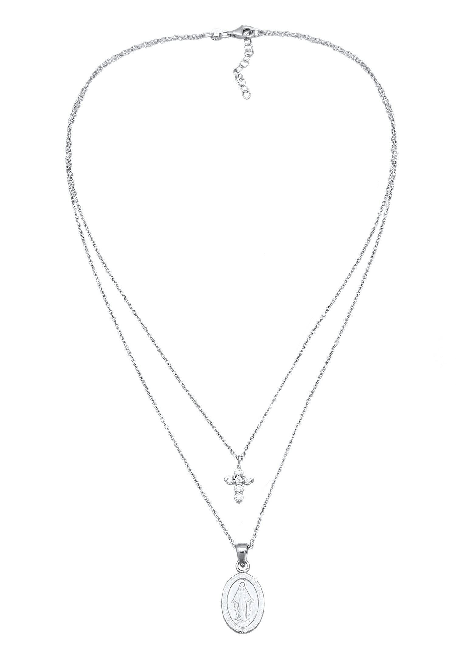 Elli Elli Collier Couche Femmes Pendentif Croix Chaîne à maillons torsadés Zirconia Taille Diamant Blanc Argent Sterling 925 Tenue de Soirée 40 cm