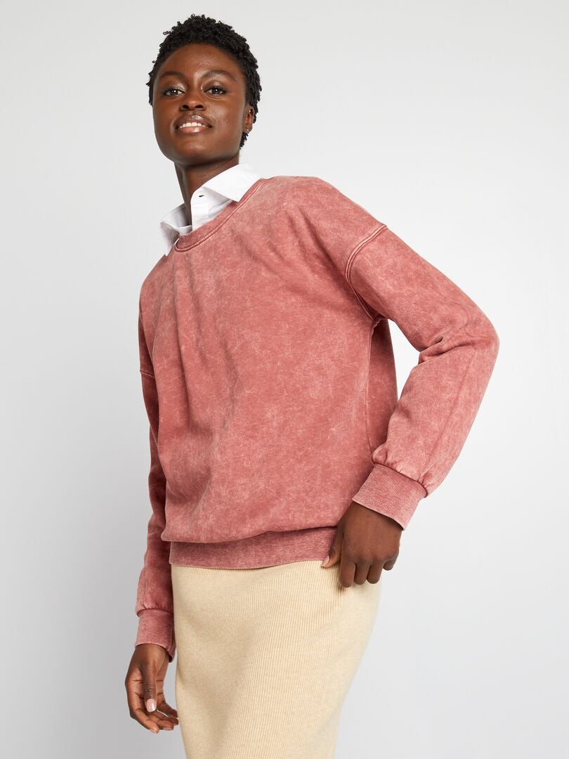 Oversized sweatshirt van fleecestof - ROOD