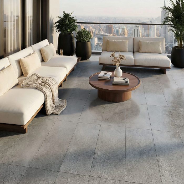 Pavimento in PVC - Piastrelle autoadesive - 5 m² - per soggiorno - Impermeabile - 36 pezzi - Texture pietra grigio-ciano