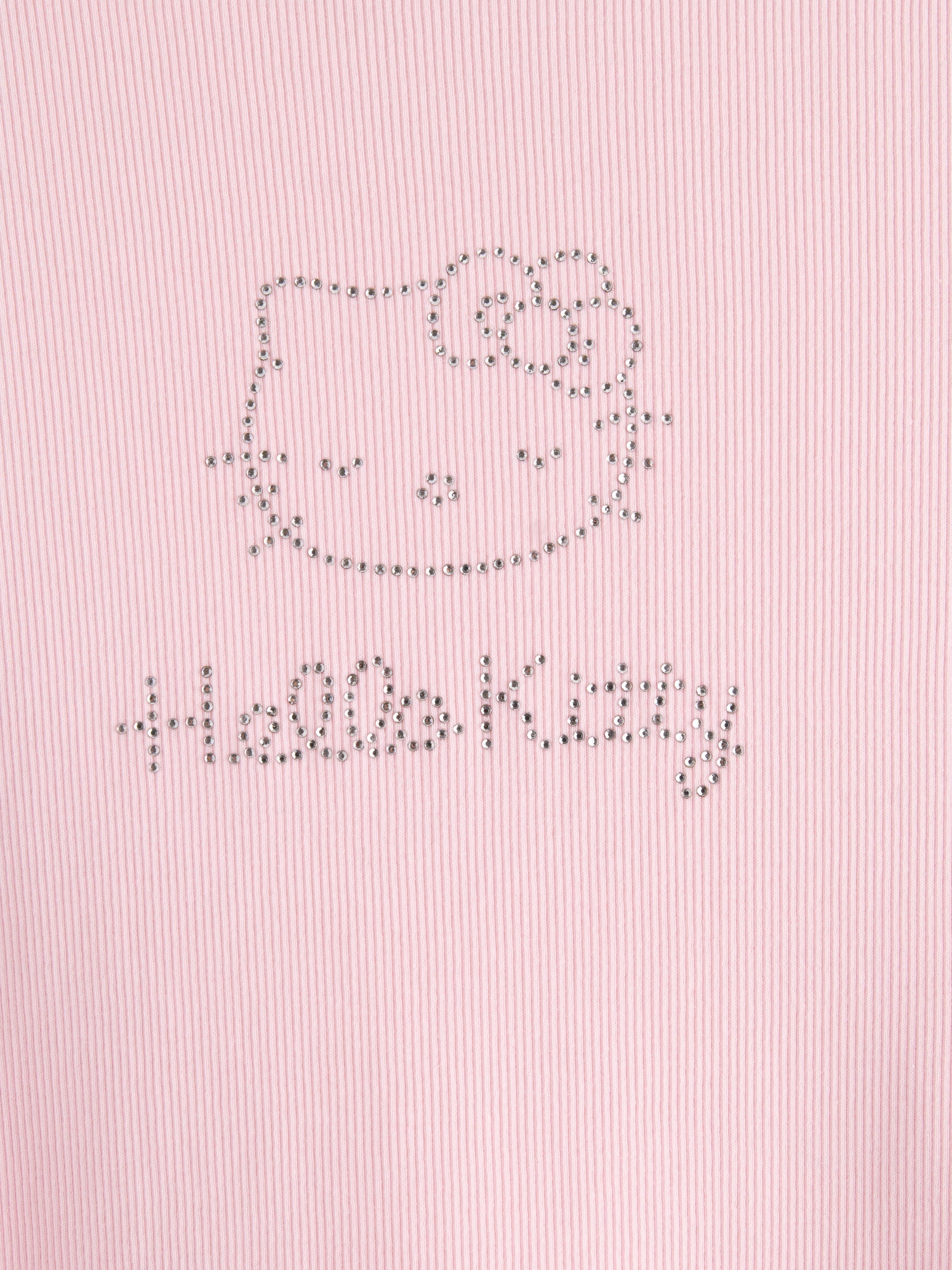 Žebrovaný top Hello Kitty světle růžový