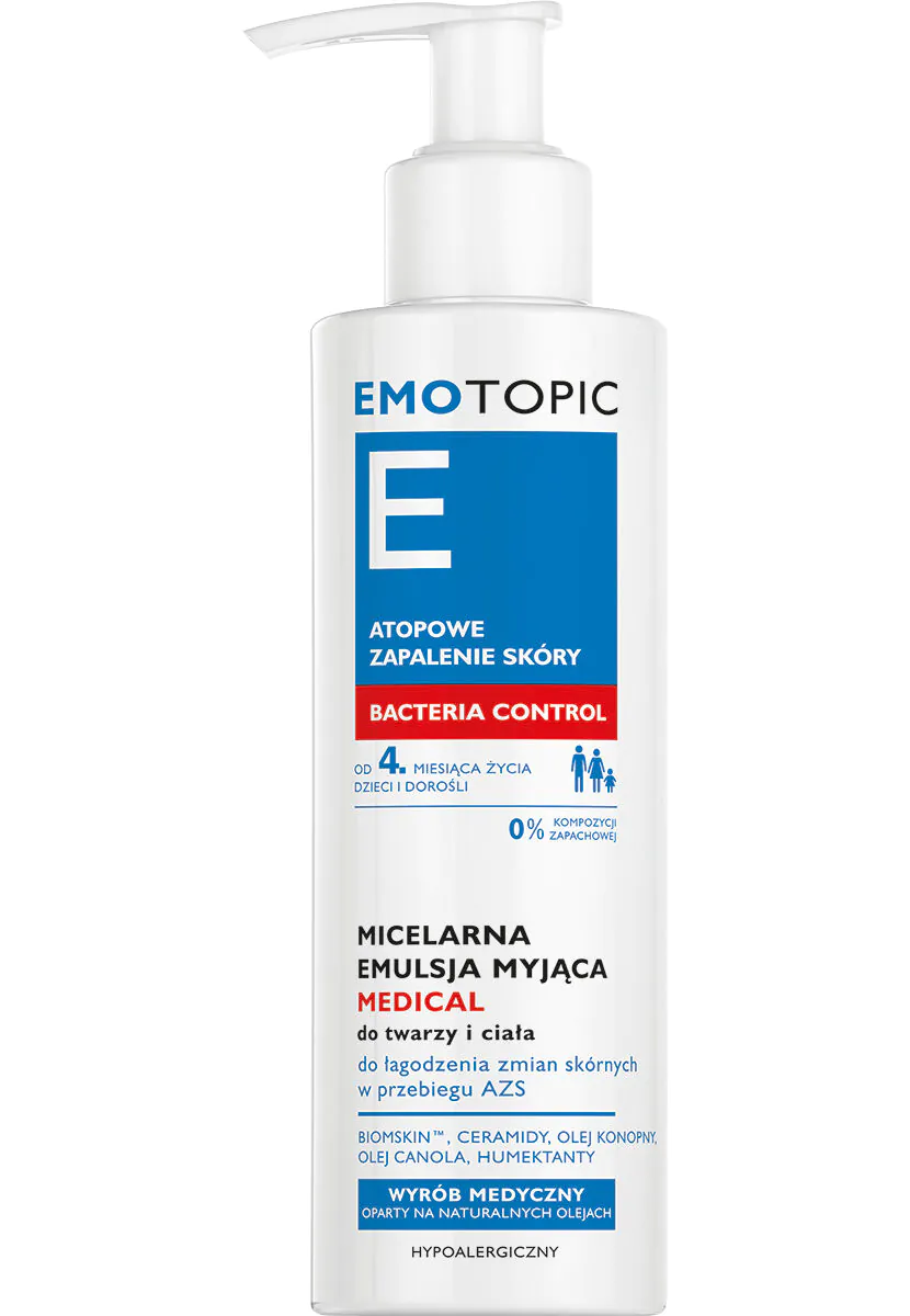 Emotopic Bacteria Control Medical Micelarna emulsja myjąca do twarzy i ciała