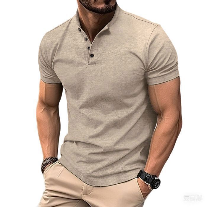 Men's Polo Shirt, Short Sleeve Casual Sport Polo Shirt for Men - Khaki