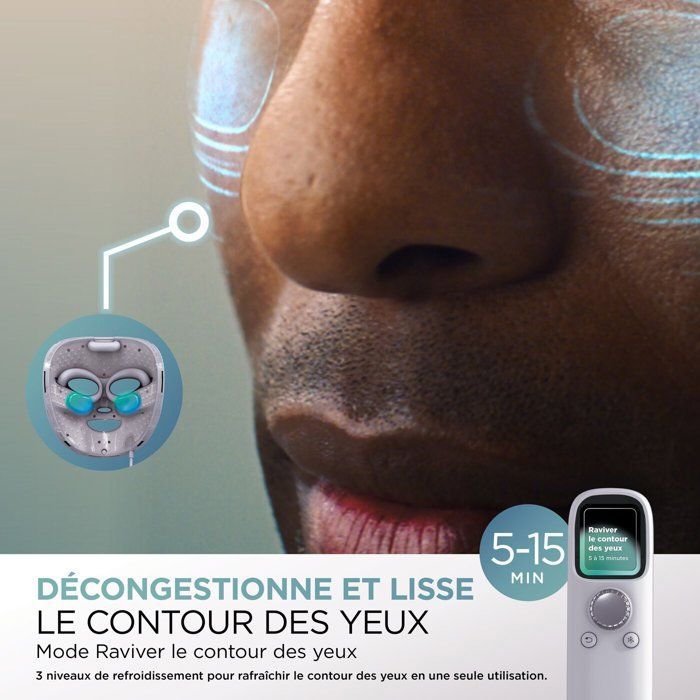 Mascarilla LED CryoGlow de SHARK con contorno de ojos color lila para refrescar el ambiente