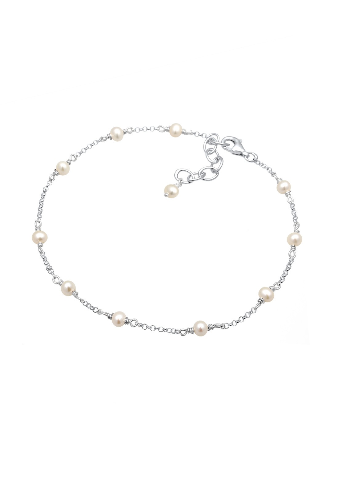 Elli Femmes Bracelet de Cheville Élégant avec Perles d'eau douce en Argent Sterling 925