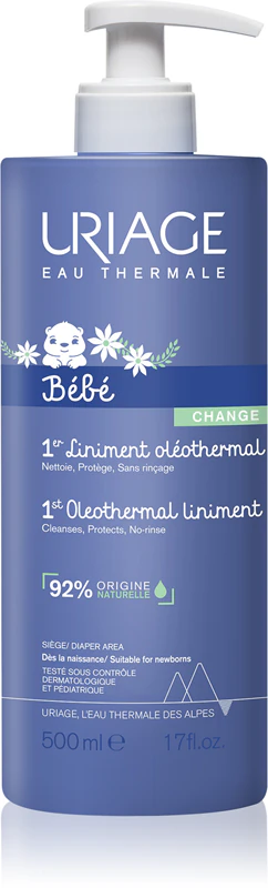 Uriage Bébé 1st Oleothermal Liniment, creme de limpeza suave para crianças, para o cuidado da área da fralda.