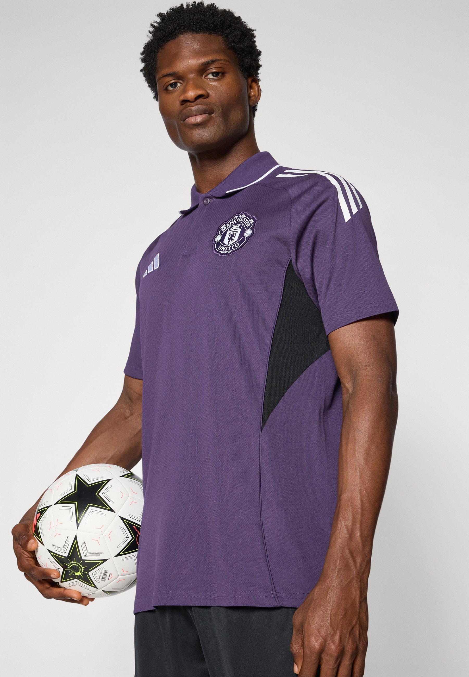adidas Performance MUFC POLO - Odzież klubowa - aurora śliwkowa/czarna/biała