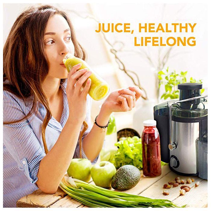 Extracteur de jus 800W - LEXLIFE - Centrifugeuse de fruits à 2 vitesses - bouche 65 mm, jarre à jus de 800 ml - Noir