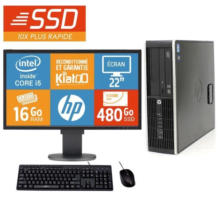 Computer desktop HP ELITE 8100, Intel Core i5, 16 GB di RAM, SSD da 480 GB, display TFT da 22 pollici, ricondizionato, Windows 7