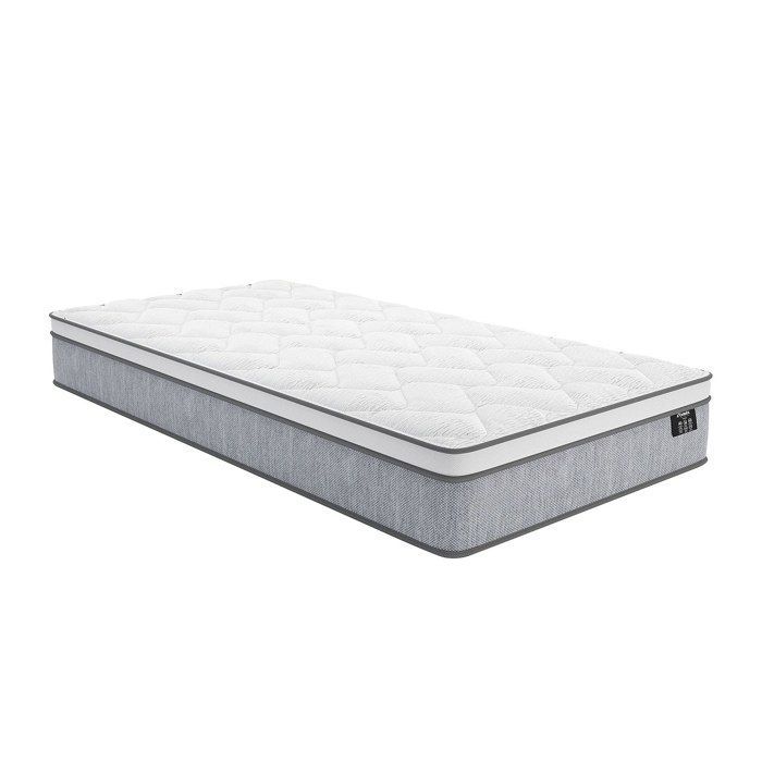 Base letto contenitore bianca 90 x 190 cm + materasso a molle insacchettate spesso 22 cm - SERENITE di YSMÉE