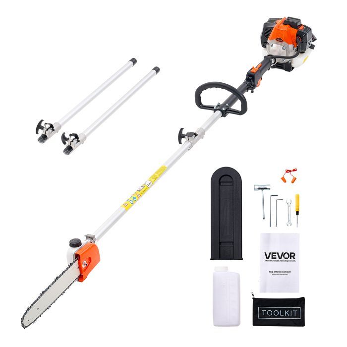 Élagueuse Thermique sur Perche à 2 Temps 52 cc-VEVOR-Élagueuse sans Fil à Essence-Guide-chaîne 30,5 cm-Réservoir de 650 ml