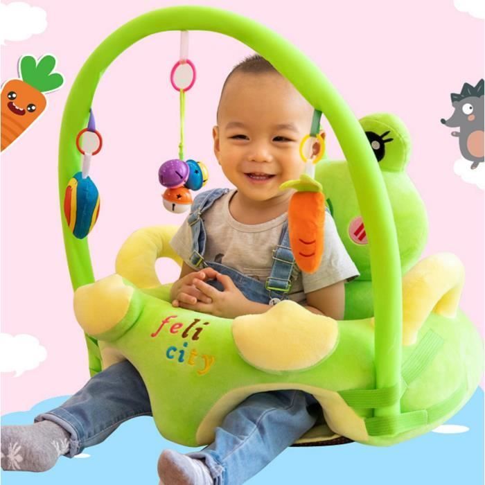 Poltrona per bambini dai 3 mesi, sedia educativa in peluche con asta di gioco, sedile morbido di supporto per il pavimento, topo