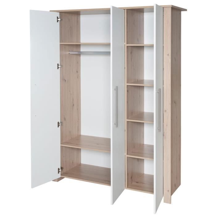 Conjunto completo para habitación infantil ROBA - Malo - Cuna convertible de 70x140 cm + cambiador + armario de 3 puertas - Blanco - Acabado en roble