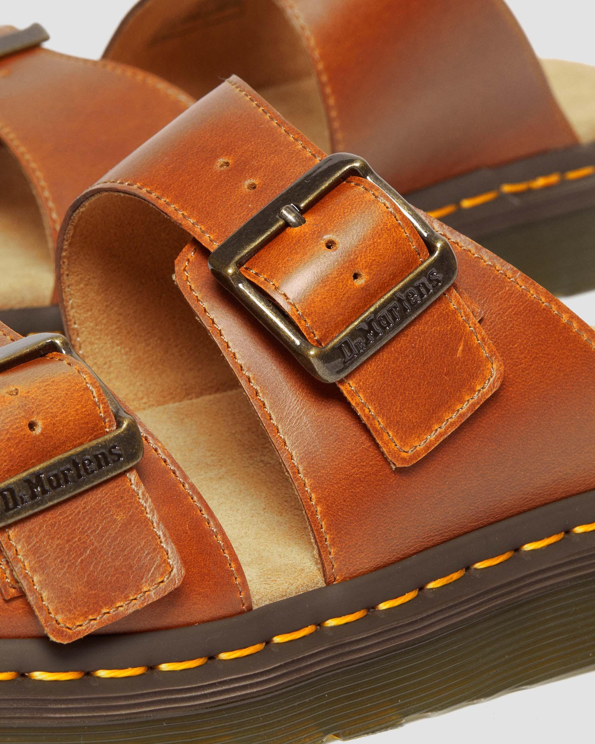 Josef Analine Leather Buckle Slide Sandals