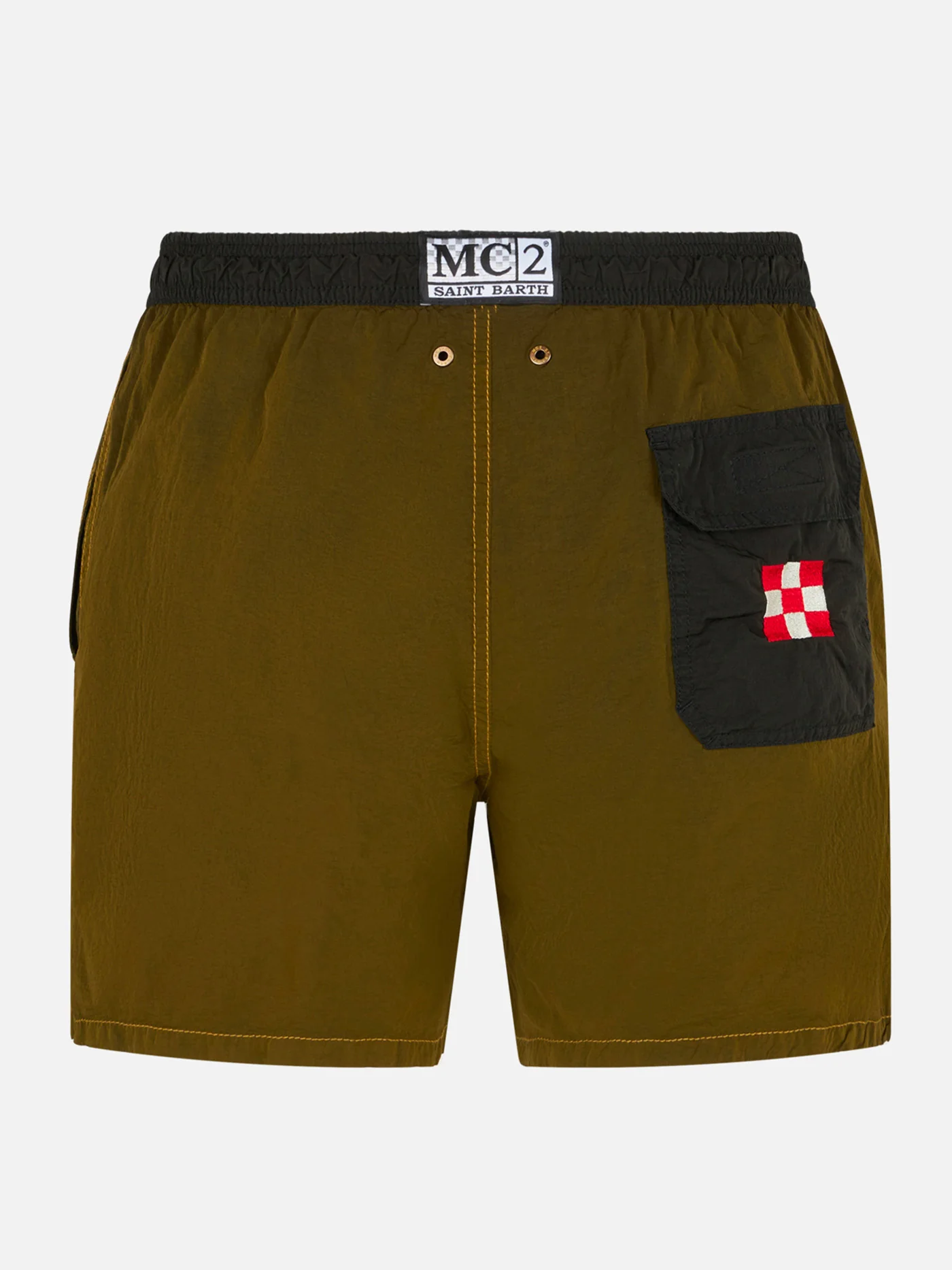 Herrenbadehose aus leichtem ockerfarbenem Stoff
