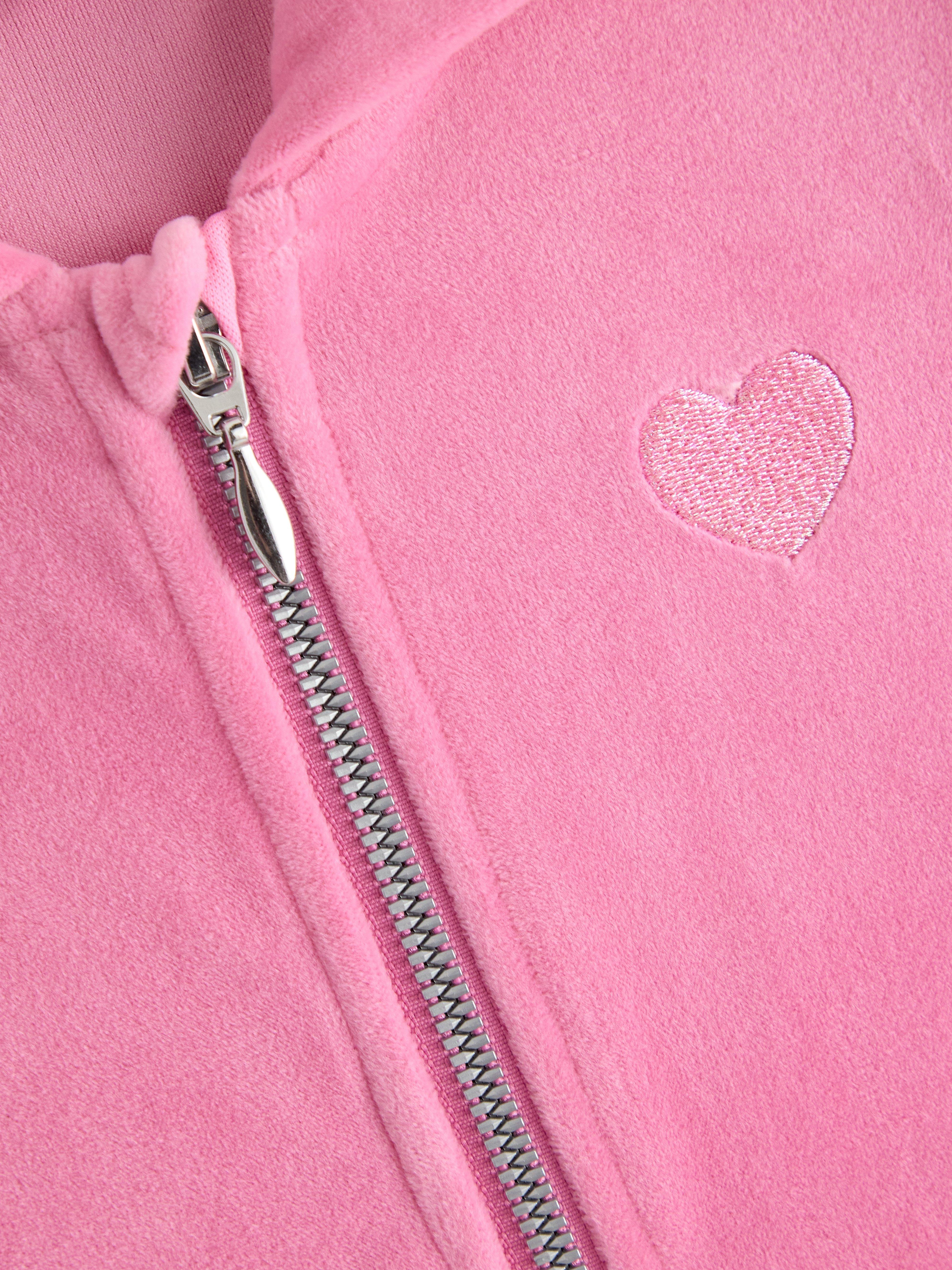 Sudadera con capucha de terciopelo rosa