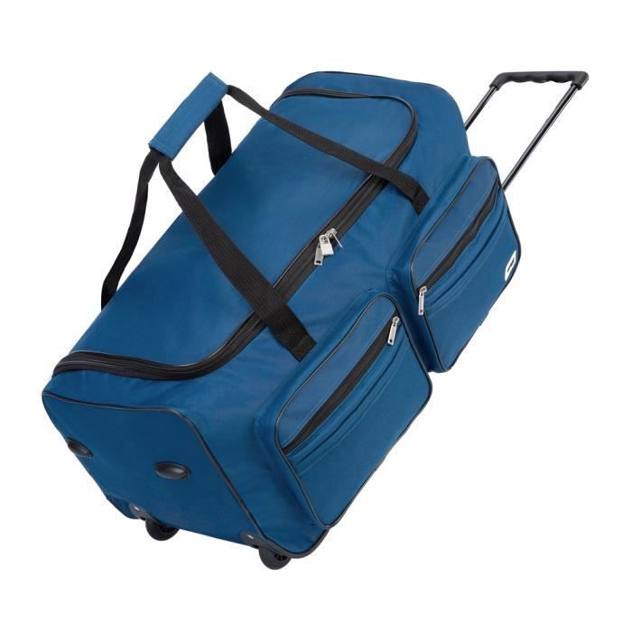 Bolsa de viaje Monzana de 85 litros, color azul, con ruedas, asa telescópica y 2 ruedas con bloqueo.