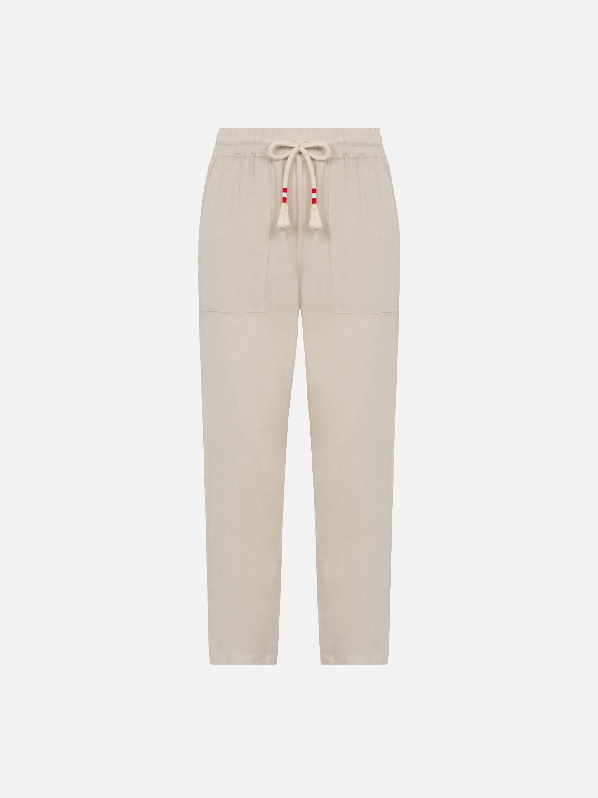Calais Off-White Linnen Broek met Trekkoord