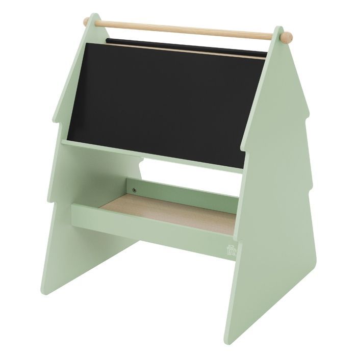 Joyz Tableau Enfant Double Face Design Sapin 68x60x80 cm Etagère en Bois Vert Nature avec Tige pour Rouleau de Papier