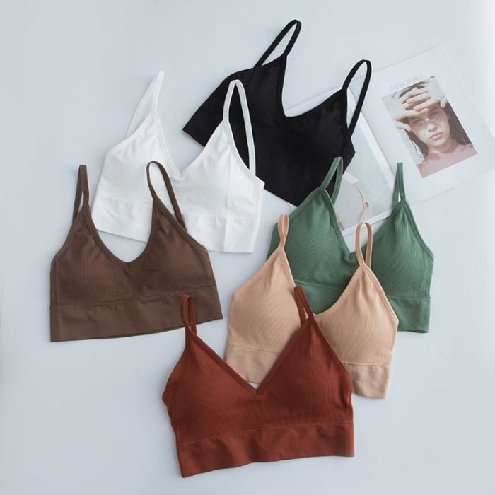Lot de 6 Soutien-Gorge de Sport Push Up Confortable pour Femme - Noir - Fitness - Yoga