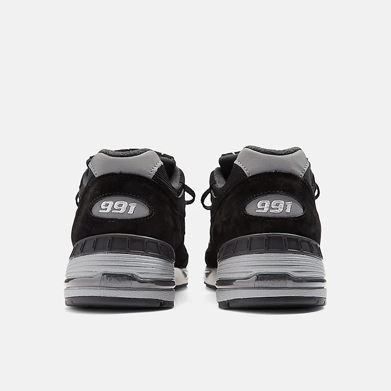Męskie buty MADE in UK 991v1 – Czarne ze srebrnym