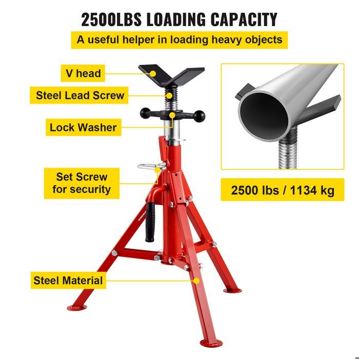 Soporte para tuberías Duoku - Capacidad de carga de 1134 kg - Cabezal en V - Capacidad de 1/8