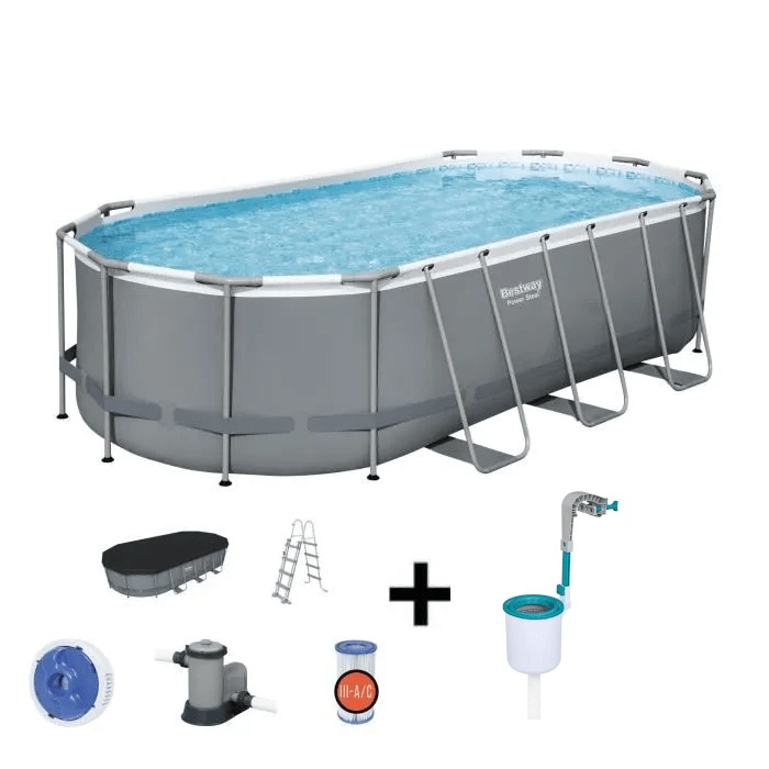 Piscina fuori terra ovale Steel Pro MAX™ 549 x 274 x 122 cm, filtro a cartuccia, copertura, scaletta + skimmer