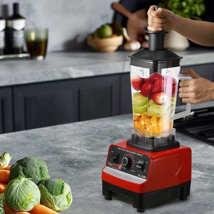 2-in-1 blender, 2000W 2L multifunctionele blender, 15 snelheden, BPA-vrij, 4 roestvrijstalen messen, automatische reiniging