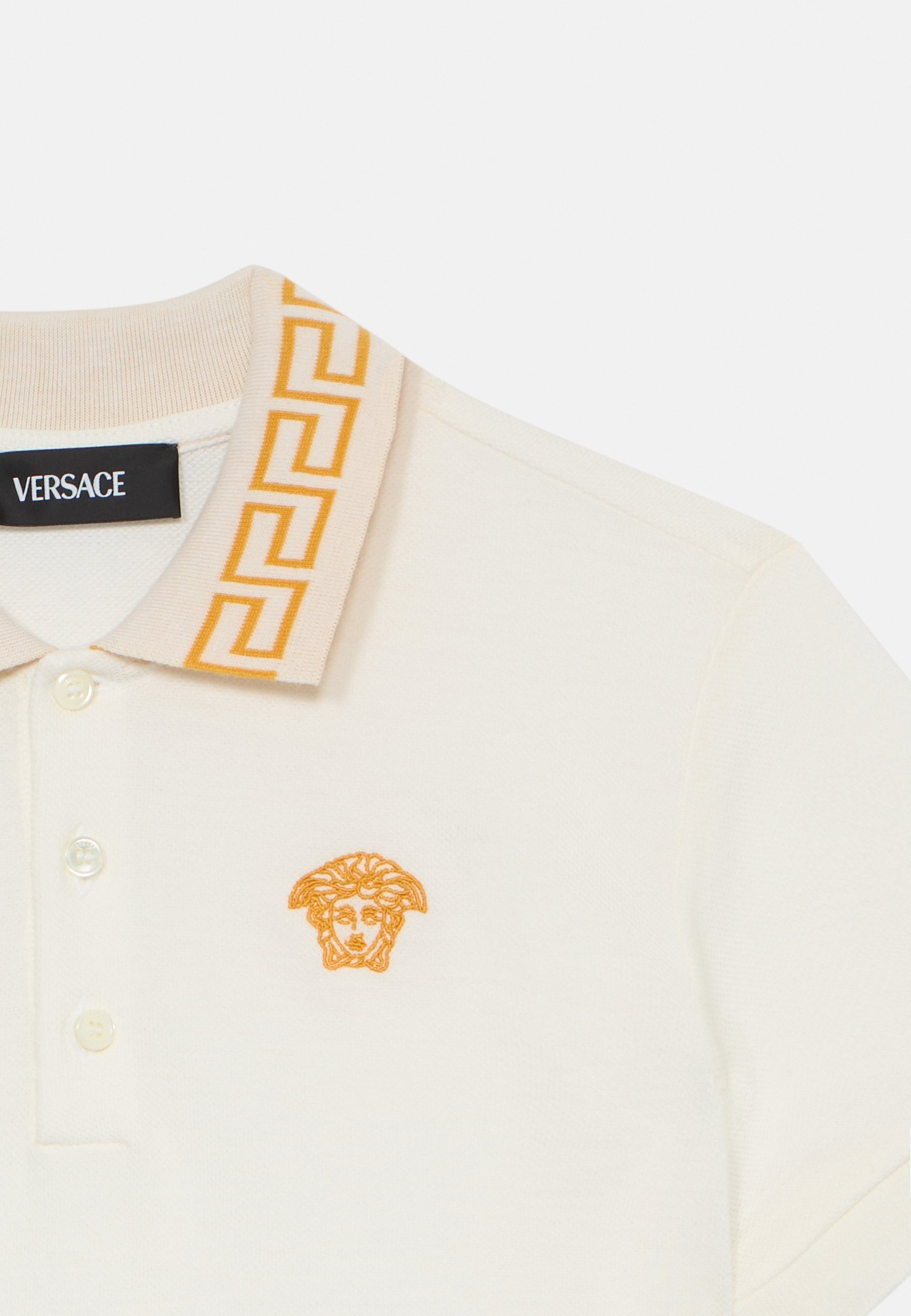 Versace GRECA OUTLINE MEDUSA EMBROIDERY UNISEX - Polo - bianco/oro
